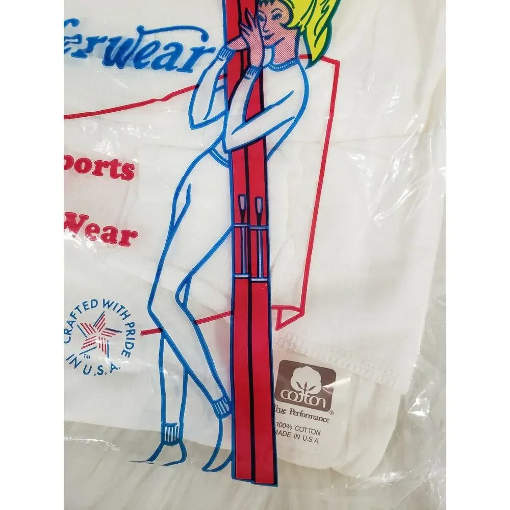 NEW READ DESCRIPTION Ski Underwear Ladies Large Made USA White Shirt Vintage‎